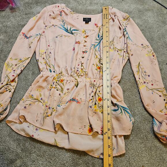 Worthington Size Extra Small XS Pink Floral Pattern Kawaii Cute Chic Top Blouse - Picture 8 of 10